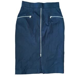 Banana Republic Pencil Skirt Pullon Elastic Waist Black With Gold Zipper 6 NWTs